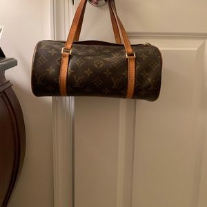 Louis Vuitton Brown Monogram Canvas Papillon Shoulder Bag with Tan Leather